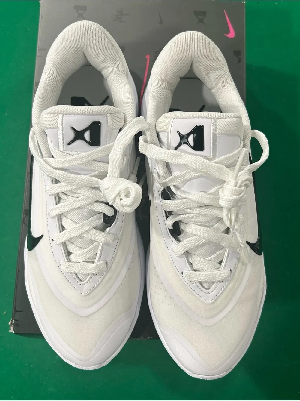 Nike Kids White Sneakers with Black Swoosh Accent